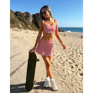 Beach Bunny Swimwear Madison Skort - Red Gingham Size LGRed Gingham / LG